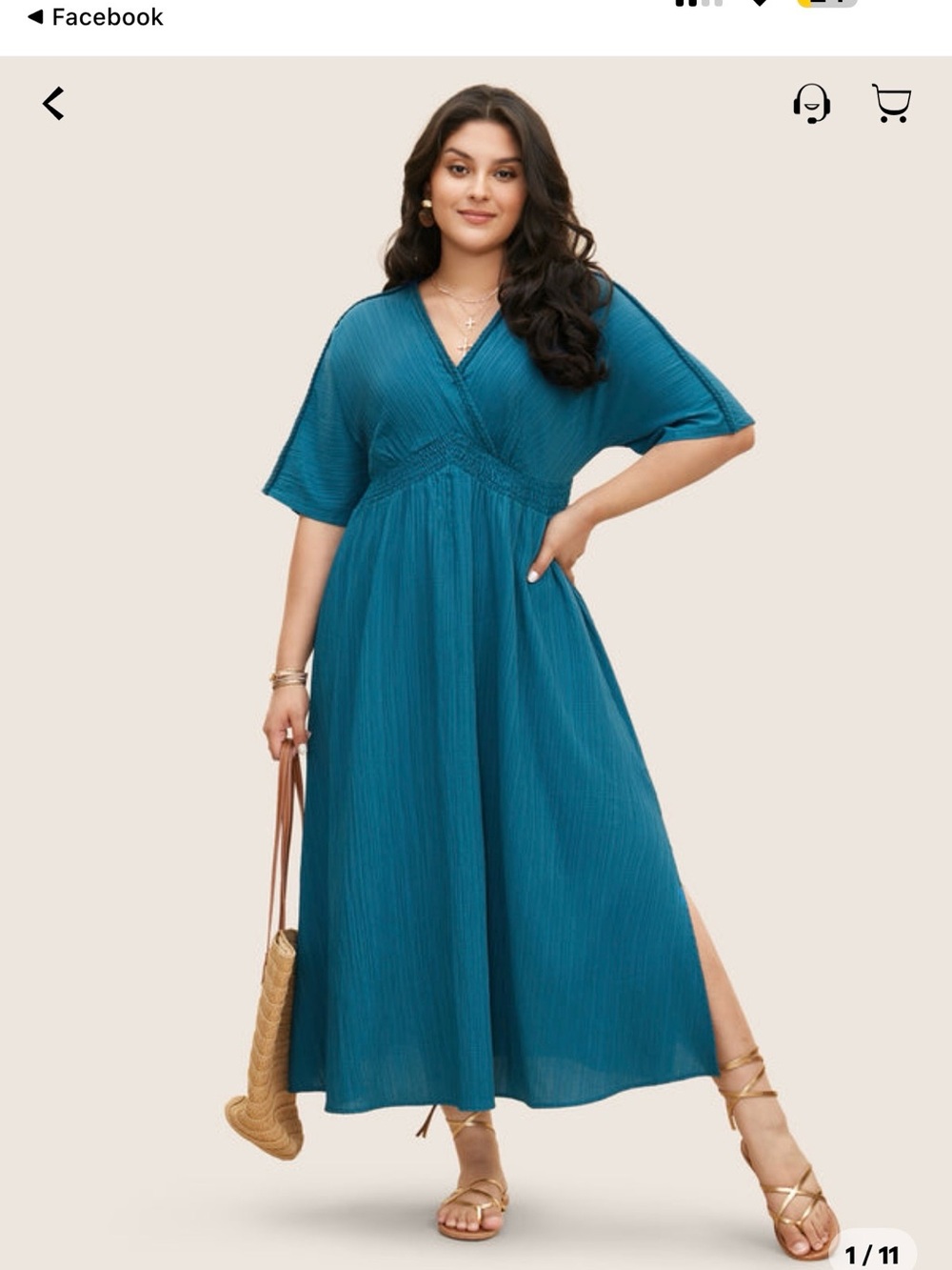 Teal V-Neck Maxi Dress with Tie Waist